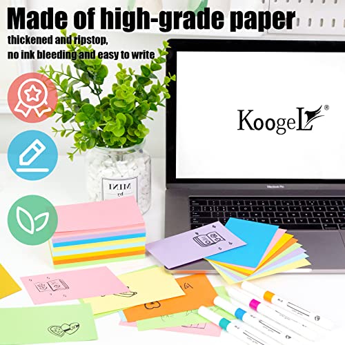 Koogel 300Pcs Blank Index Cards, 3 X 5 Inch Index Cards Unruled Note Cards Study Cards 8 Neon Colors For School Learning Office Memo #TOP2