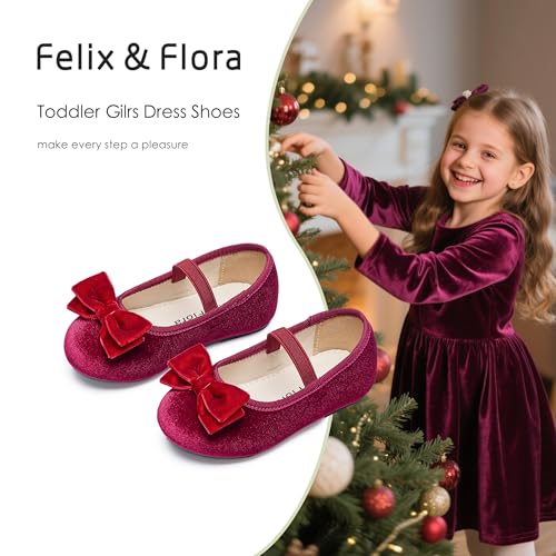 Image of Felix & Flora Toddler Flower Girl Dress Shoes - Girl Ballet Flats Party School Shoes Wedding