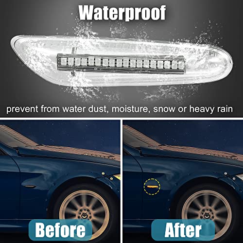 X Autohaux Pair Full Led Front Fender Side Marker Turn Signal Lights Assembly Yellow Light For Bmw E46 E60 E82 E83 E88 E90 E91 E92 E93 X1 X3 325I Front Flowing Led Lamps Lights #TOP4