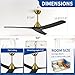 Morkefan 54 Inch Modern Ceiling Fan No Lights,Wood Ceiling Fan without Light,6-Speed,Reversible DC Motor,Timer,Outdoor with Remote for Bedroom Living Room Patios,Black and Gold
