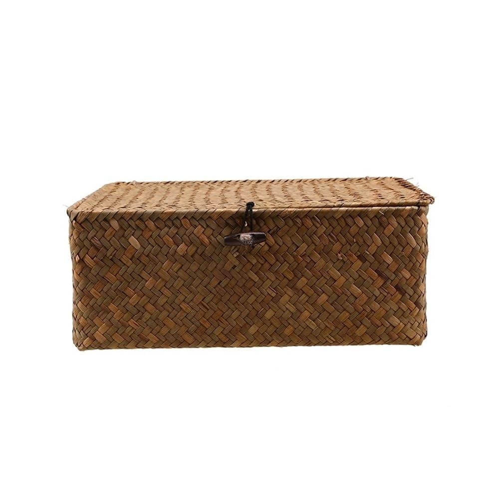 Basket Storage Box Kitchen bedroom Accessories Wicker Woven with Lid Rattan Sundries Handmade Sorting Seagrass Jewelry