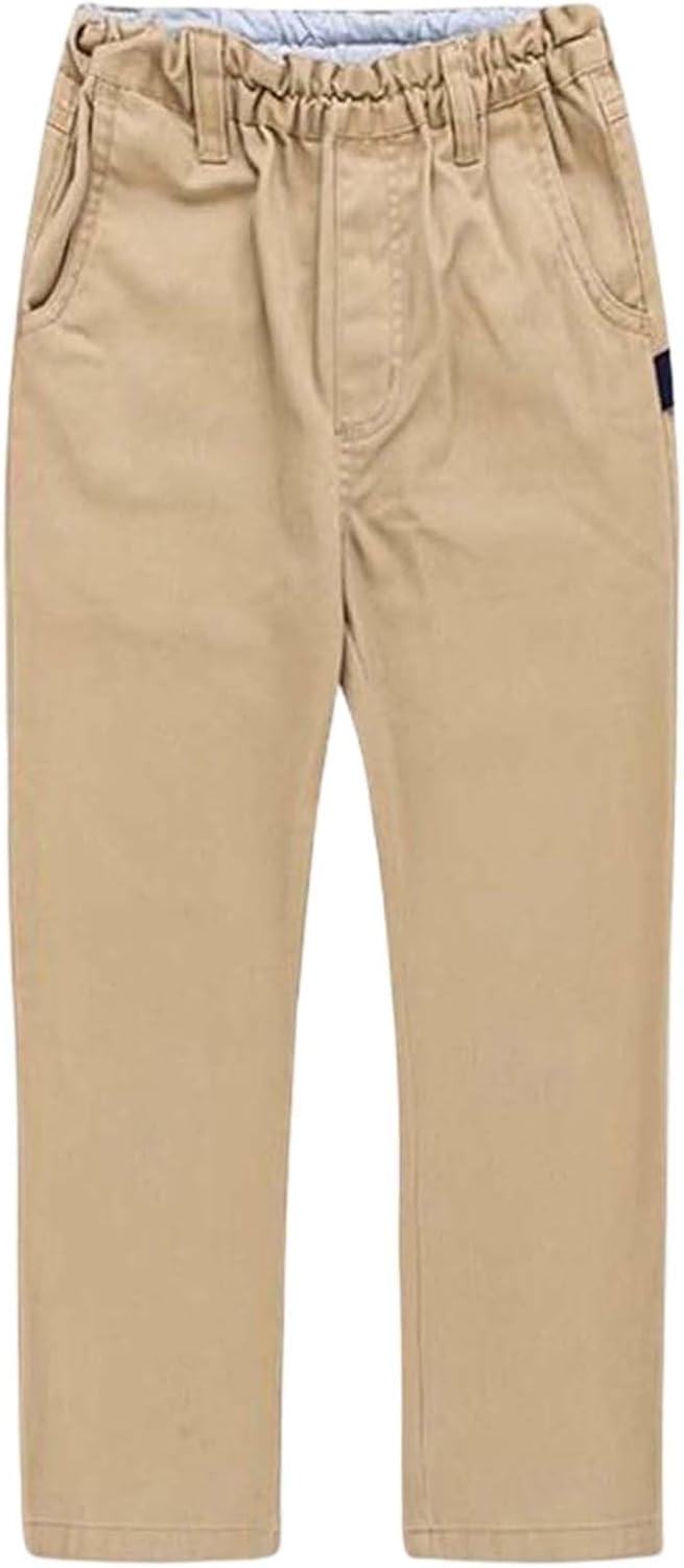 Boys School Uniform Dress Pants Solid Straight Leg Sweatpants Boys Girls Elastic Waist Pull On Pants with Pockets
