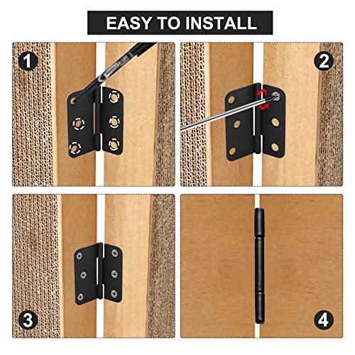 Auvotuis 24Pcs 1-1/2 Inch Length Black Metal Butt Hinges, Flat Small Door Hinge Asymmetric Folding Cabinet Butt Hinge With Screws For Closet (1.5 X 1.3Inch) #TOP5