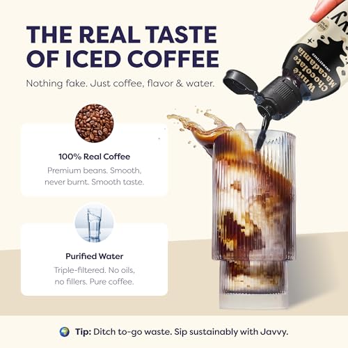 Image of Javvy Cold Brew Coffee Concentrate Instant Coffee, White Choc. Macadamia | 100% Real Coffee, 0g Sugar, No Artificial Flavors, 60-80mg Caffeine per Serving, Gluten Free, Makes Hot or Iced Coffee