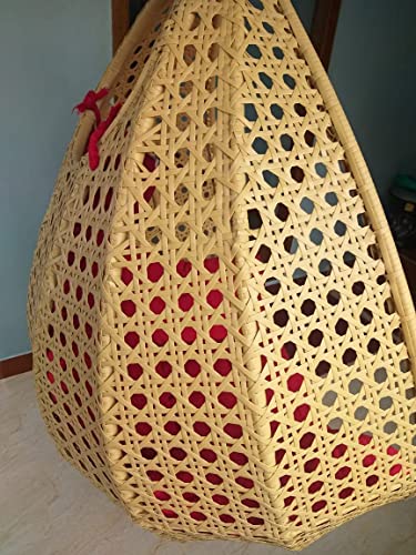 Image of Zenheaven Single Seater Swing Chair with Stand & Cushion Outdoor Indoor Balcony Garden Patio,Powder Coated Frame,UV Protected Wicker,Premium Cushion AD-33