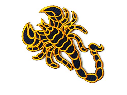 TH Scorpion Insect Yellow Black Biker Rider Chopper Motorcycle Embroidered Applique Sew Iron on Patch for Hat Jackets Bags Jeans T-Shirt Backpacks Costume