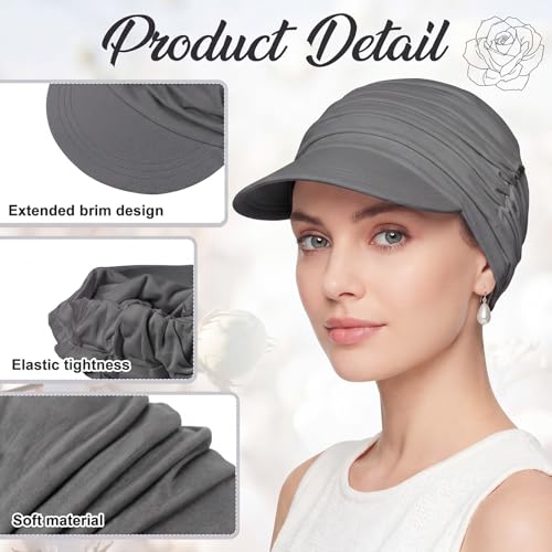 Image of 6 Pcs Chemo Cancer Hat for Women Breathable Bamboo Newsboy Baseball Cap Soft Headwear for Cancer Patient Hair Loss