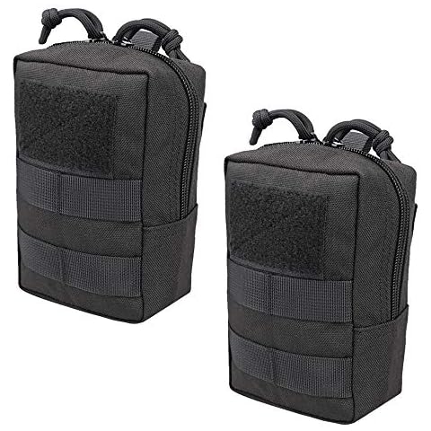 Magarrow Tactical Molle Pouch Multifunction Waist Bag Hanging Accessories Holder (Black- 2pcs) Cover