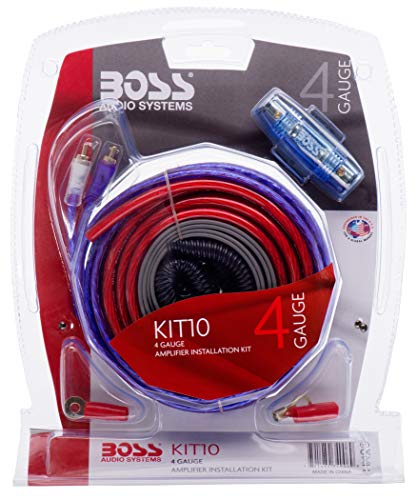 BOSS Audio Systems KIT10 4 Gauge Amplifier Installation Wiring Kit - A Car Helps You Make Connections and Brings Power to Your Radio, Subwoofers Speakers