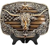 Superkred Mens Belt Buckle Western Cowboy - Texas Bull Western Belt Buckle for Men Cowboy Rodeo Countr Vintage Bull Belts Buckles (Bronze)