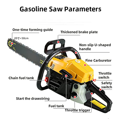 2-Takt-Gaskettensäge, 18 Zoll, 75-ccm-Handbetriebene Akku-Benzin-Kettensägen, Gasbetriebene Kettensäge mit 3 Ketten… – Bild 4