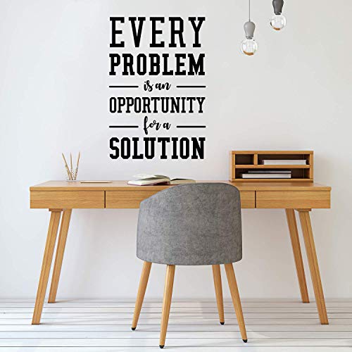 Vinyl Wall Art Decal - Every Problem is an Opportunity for A Solution - 44" x 30" - Motivational Quote for Home Bedroom Living Room Office Workplace Classroom School Decor Sticker (44" x 30", Black)