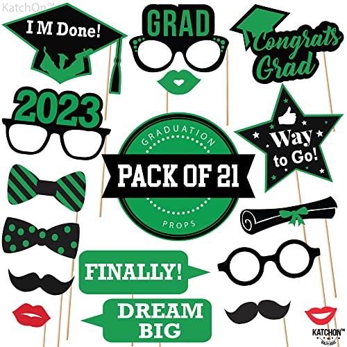 Katchon, Green Graduation Photo Booth Props 2023 - Pack Of 21 | Green And White Graduation Decorations 2023 | Graduation Party Decorations Photo Props, Graduation Decorations Class Of 2023, Little Diy #TOP1