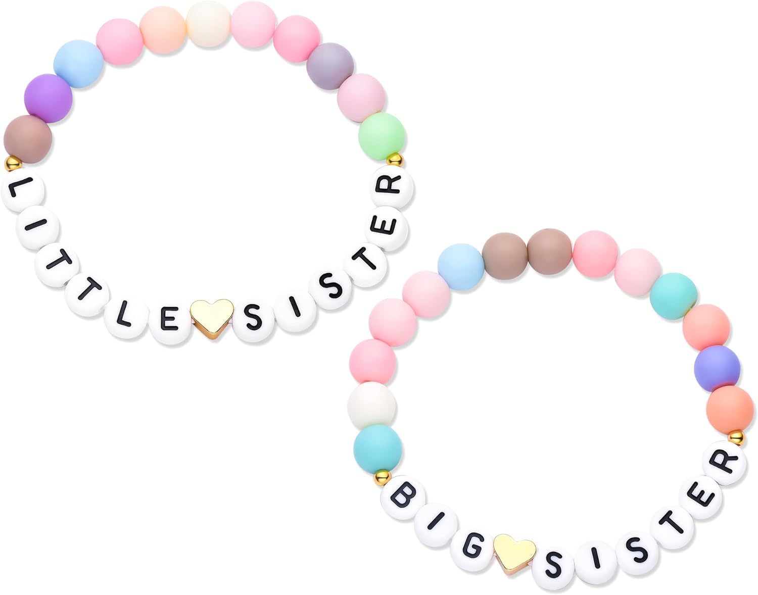 El Regalo 2 Pcs Big Sister, Little Sister Bracelets Set- Big Sis Little Sis Bracelets Gift With Letter & Heart Rainbow Acrylic Beads - Gift For Girls (B0CTTD4NNS) Amazon Price History, Amazon Price Tracker