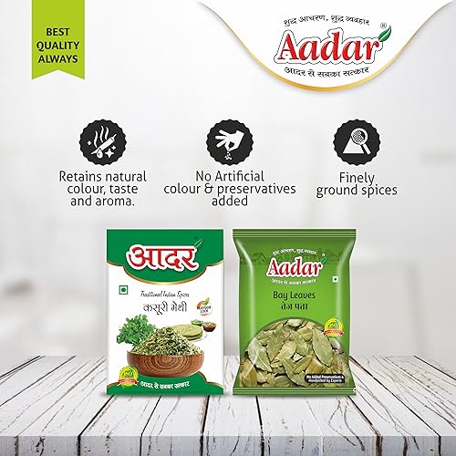Image of Aadar Combo 2 x 100g - Kasoori Methi Dry Fenugreek Leaves and Tej Patta Bay Leaf, No Added Preservatives Fresh Whole Spices