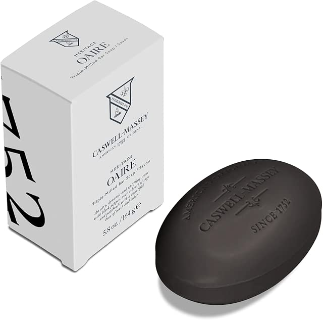 Caswell-Massey OAIRE Castile Bar Soap, Black Clay Men’s Body Wash, Moisturizing Natural Soap for Face, Hands & Bath, Triple-Milled with Essential Oils, Plant-Based & Cruelty-Free, Made in USA, 5.8 oz
