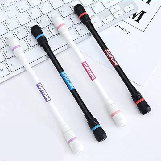 Spinning pen Rotatable Finger Pen - Non-Slip Coated Spinning Pen Mod with Weighted for Gaming Student (Pack Of 2) - BLACK AND WHITE