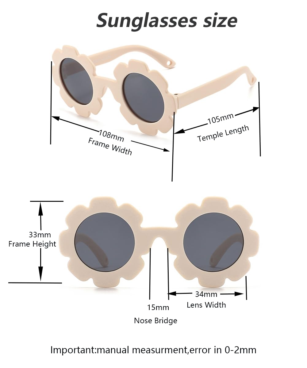 Lentes de sol polarizados flexibles y flexibles con correa para bebés y niñas de 0 a 24 meses
