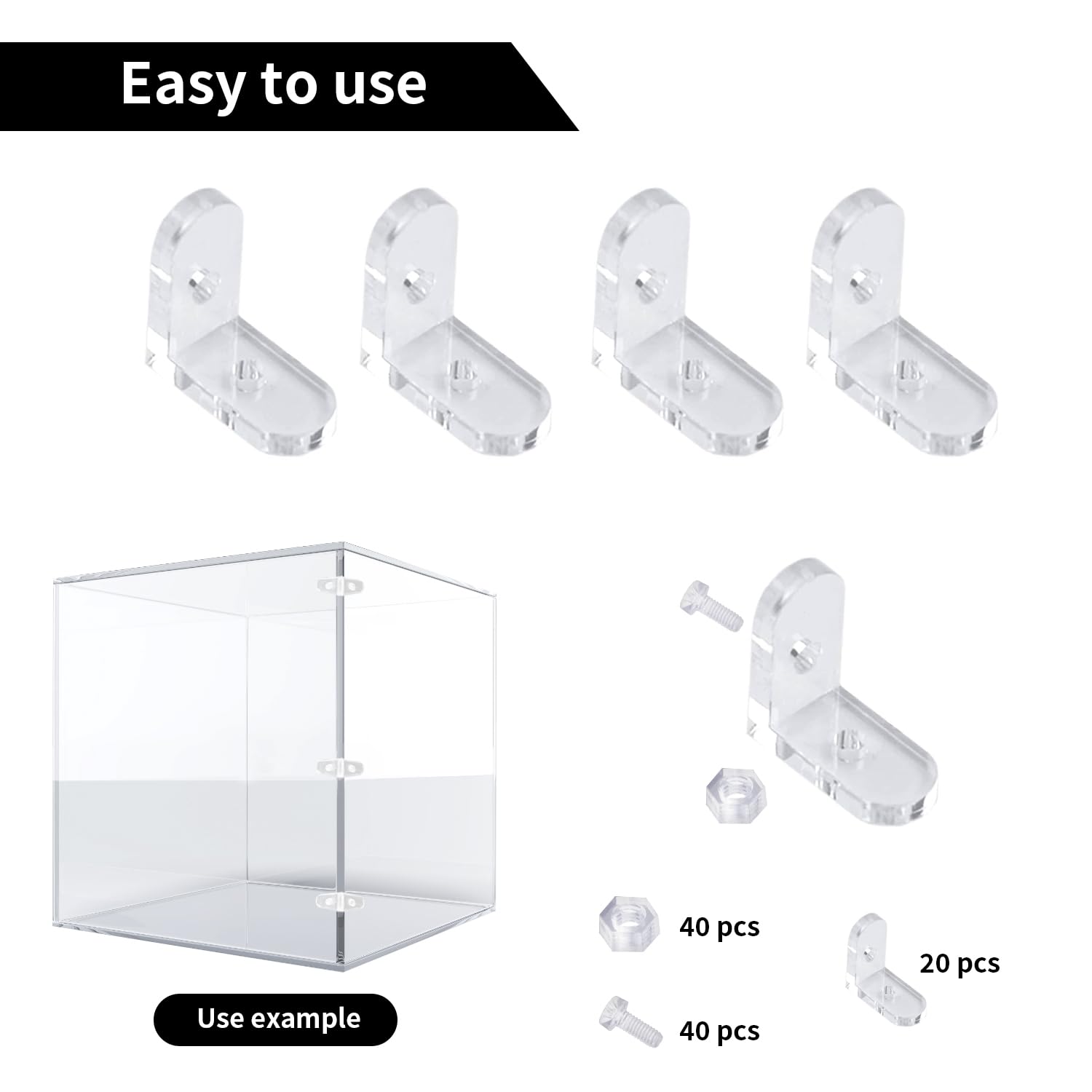 Lot De 20 Supports D'étagère Noirs 44 X 20 X 20 Mm, Joints D'angle En Plastique 90 Degrés, Angle Droit, Vis Incluses (20, Noir
