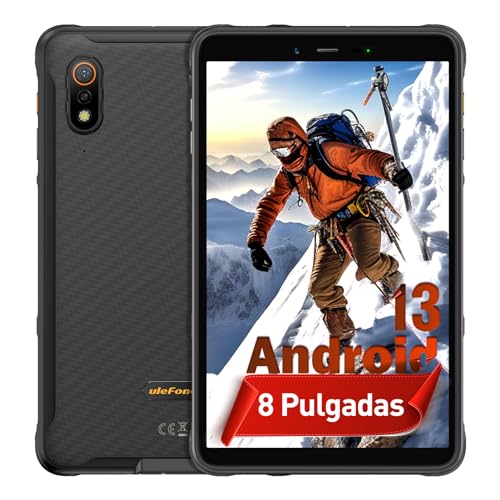 Ulefone Armor Pad Lite Tablet 8 Pulgadas Tablet Rugerizada Android 13, 7650 mAh, 6GB+32GB Octa-Core Estudiantes Tablet, 500nits/Widevine L3/5G WiFi,Face ID/BT 5.2/GMS/OTG/GPS/NFC Tablet, Negro