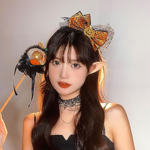 BELSITA Halloween Headbands Pumpkin Bow Design Hair Bands Happy Halloween Party Hair Accessories for Kids Women Cute Pumpkin Mesh Headwear Hair Hoop for Fall Hair Decorations
