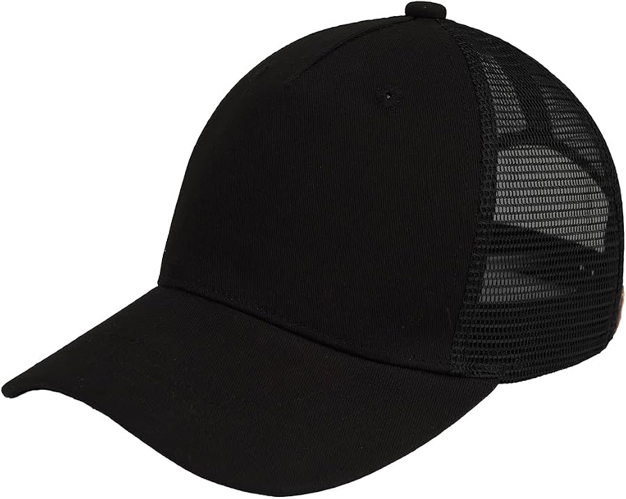 View 6 of Blank Five Panel Solid Blank Trucker Hat: Black