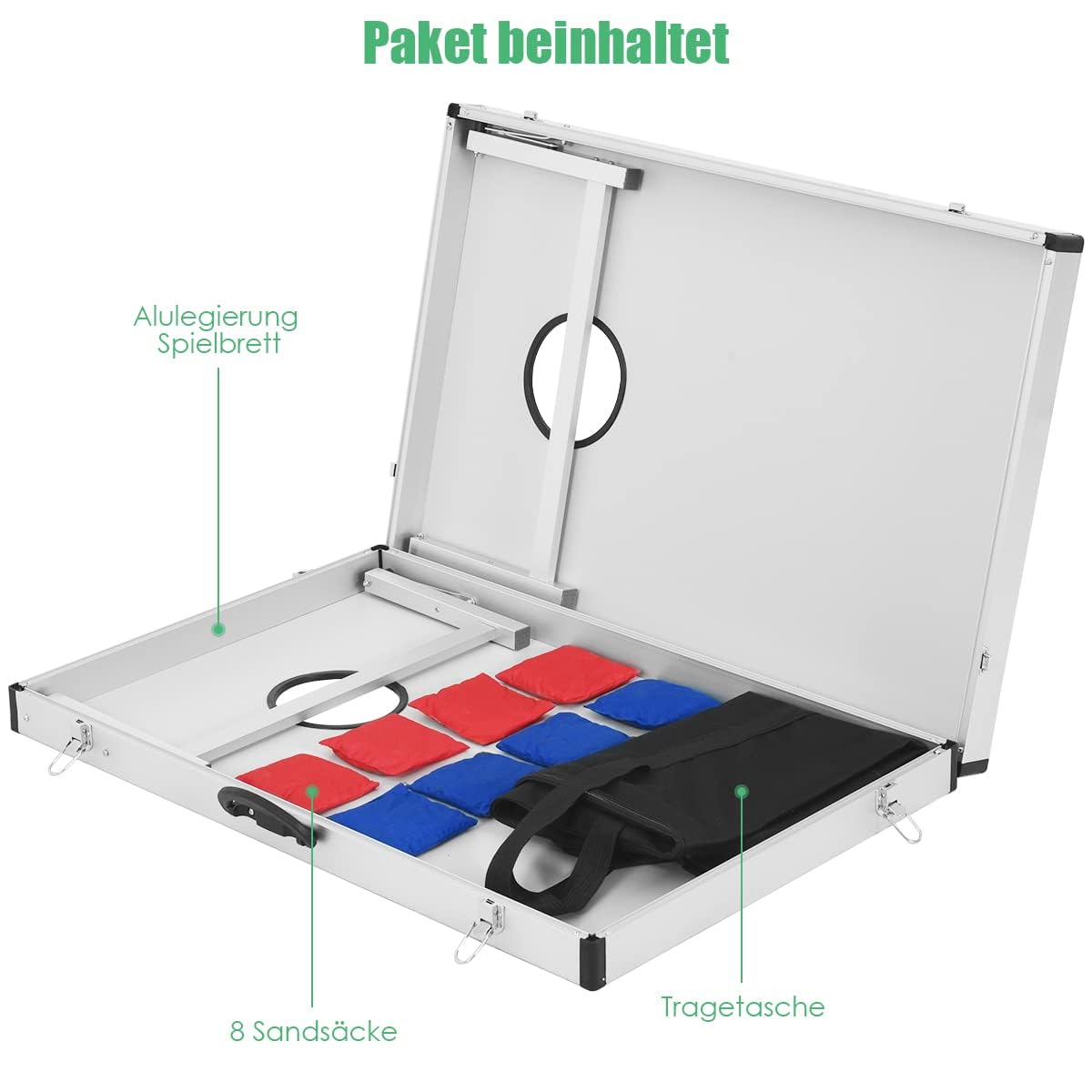 FANTASK Cornhole Boards, gra zręcznościowa dla dzieci i dorosłych, worek na piasek, deska do zabawy ze składanym wzornictwem i uchwytem, klasyczna gra plażowa do gier wieloosobowych