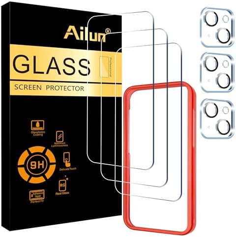 Ailun 3 Pack Screen Protector for iPhone 15 [6.1 inch] + 3 Pack C...