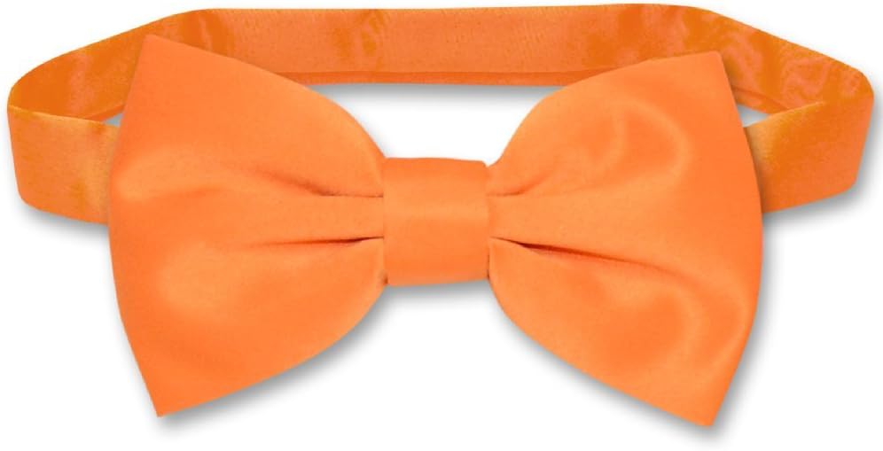 Vesuvio Napoli Men's Dress Vest & BowTie Solid ORANGE Color Bow Tie Set for Suit or Tuxedo