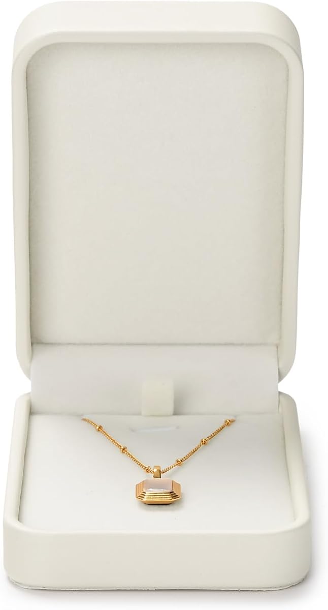 Papten PU Leather Necklace Box with Velvet Lining White | Pendant Chain Jewelry Gift Case, Long Necklace Cushion, Anti Tangle Design, Gift Ready, Compact Carry Size