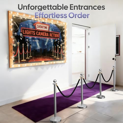 Image of 4 Pack Silver Stanchions and Velvet Ropes Set, Stainless Steel Crowd Control Barriers, 3Pcs Black Ropes and Poles for Party Supplies,Photobooth Accessories,Prom,Birthday,Business,Wedding, Museums