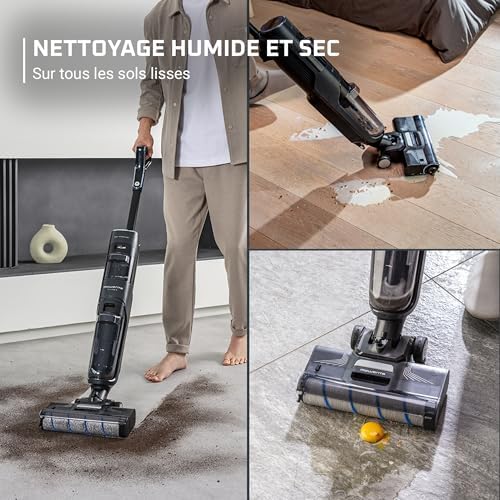 Aspirateur balai Rowenta GZ5037WO noir - Puissant, Intelligent et Autonettoyage 50min