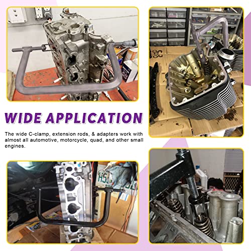 Swpeet 13Pcs Ventilfeder Kompressor Werkzeuge Sortiment Kit, einschließlich 5Pcs Schieber Adapter, Verlängerungsschrauben, Ventil Lapper Set und Kompressionsstange für Motorrad Auto Kleinmotorfahrzeug
