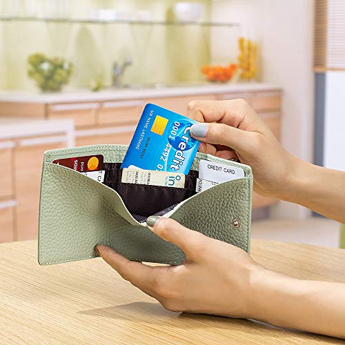Small Wallet For Women RFID Leather Compact Card Wallets Womens Thin Front Pocket Purse (Light Green)3