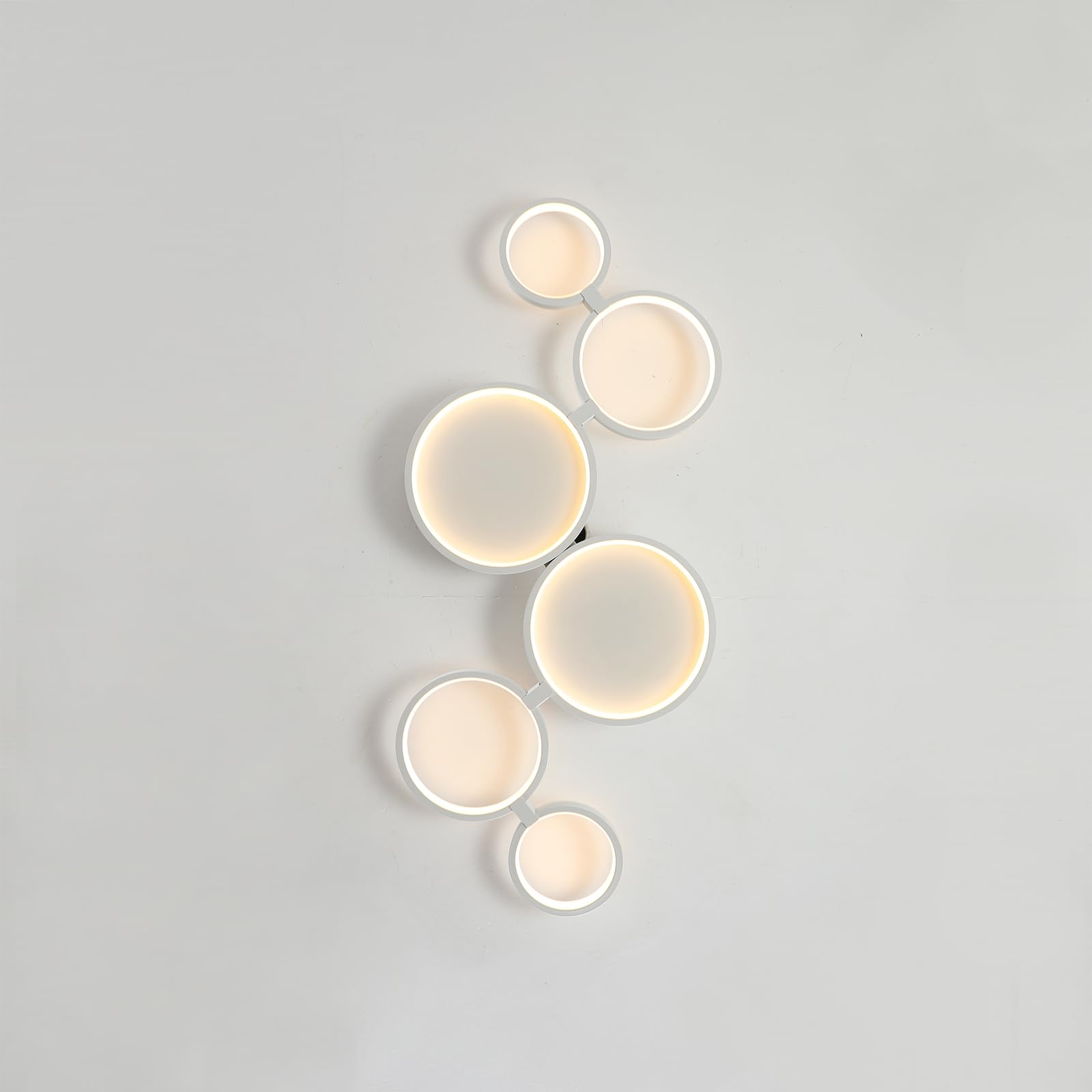 95 cm Lampadario Led Soffitto Moderni 6 Anelli Soggiorno, Dimmable Moderno Plafoniera Led Soffitto Camera Da Letto, 3000K-6500K Luce Funzione Di Memoria, Nessuno Sfarfallio, Timer(Bianco)