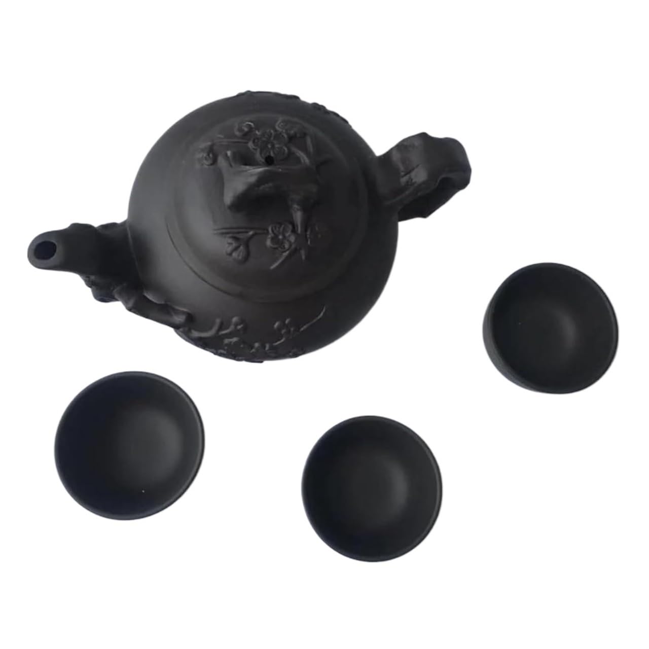 Teekanne, Reise-Teesets, Teekanne, Nachmittagstee-Set (400 ml + 3 Tassen à 60 ml), Kung-Fu-Teeset, Zisha-Keramikkessel, chinesische Yixing-Zisha-Porzellan-Teekanne