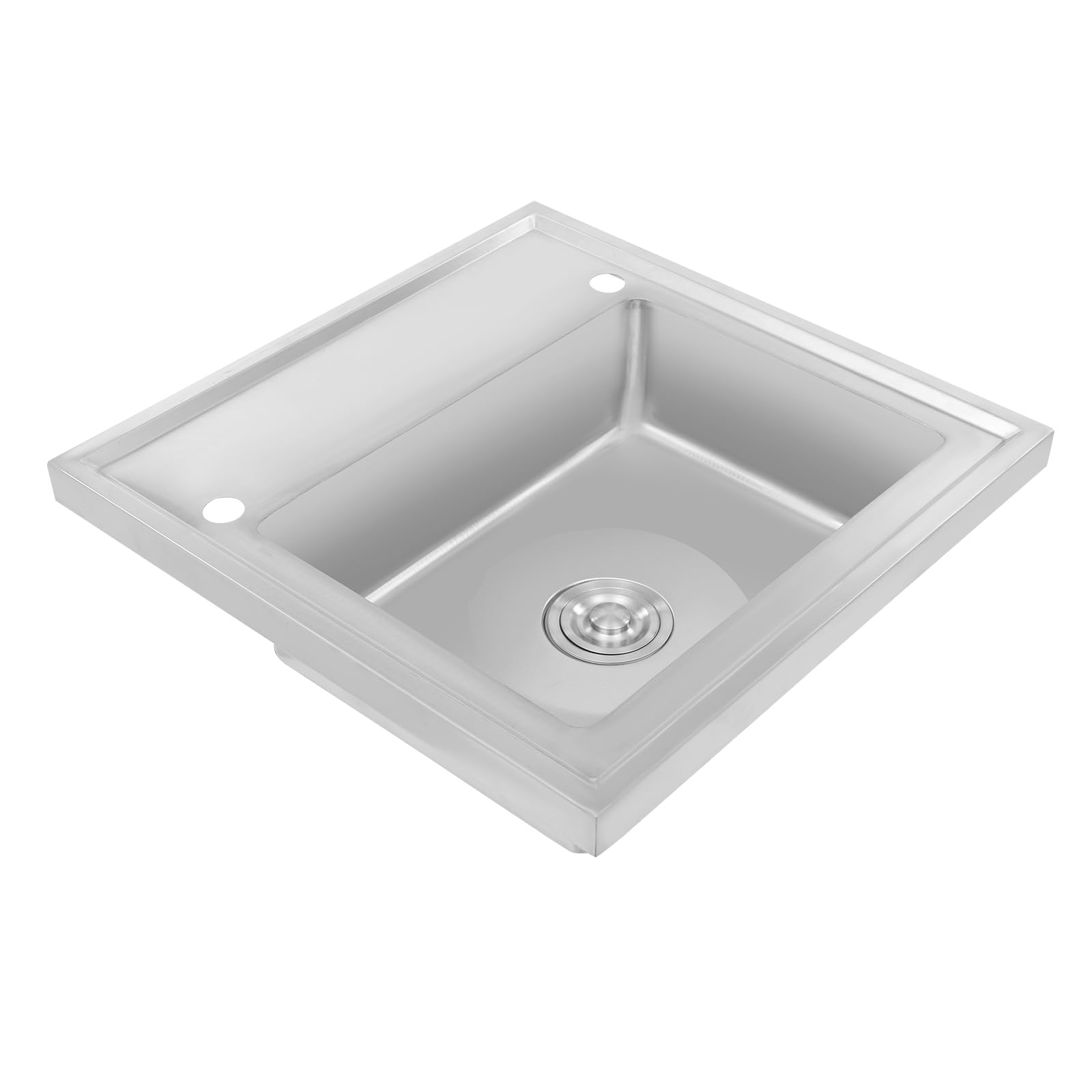 Edelstahl Spülbecken 60 cm Breit mit Abtropffläche und Abflusssieb, Silber Eckig Küche Spüle Ausgussbecken Küchenspüle,Einbauspüle Eckspüle Waschbecken, 1 Becken (60.2 * 60.2 * 15.49cm)