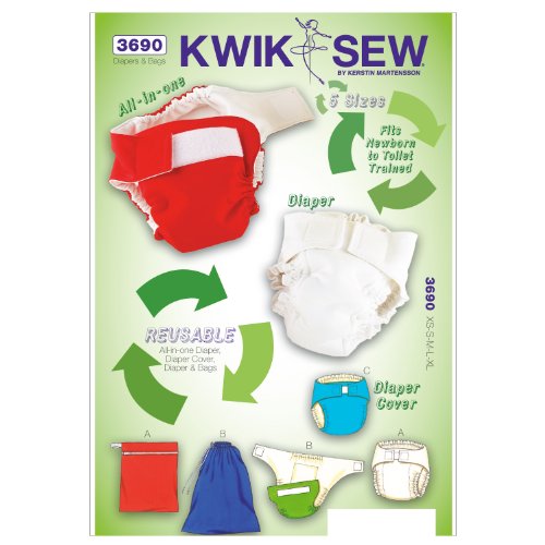 Kwik Sew K3690 Diapers Sewing Pattern, Diaper Cover