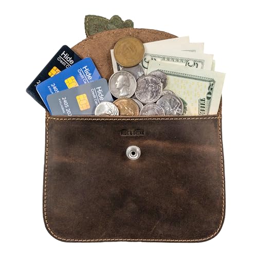 Hide-Drink-Leather-Leaves-Card-Wallet-Pouch-Soft-Coin-Cash-Organizer-Cable-Holder-Accessories-Case-Handmade-Includes-101-Year-Warranty-Bourbon-Brown
