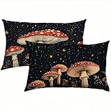 Pilz Kissenbezug 30 x 50 Leinen 2 er Set, Outdoor Wasserdichter Kissenbezug Bunt, Kissenbezüge mit Mikrofaser Reißverschluss, Kissenhüllen für Schlafzimmer & Sofa, Pflegeleicht & Hautfreundlich S1-721