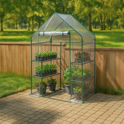 Miracle-Gro Walk-in Greenhouse, Removable Shelves, Clear, 4'8"x29"x6'5 - image 7