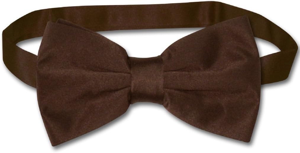 Vesuvio Napoli Men's Dress Vest & BowTie Solid CHOCOLATE BROWN Color Bow Tie Set for Suit Tux