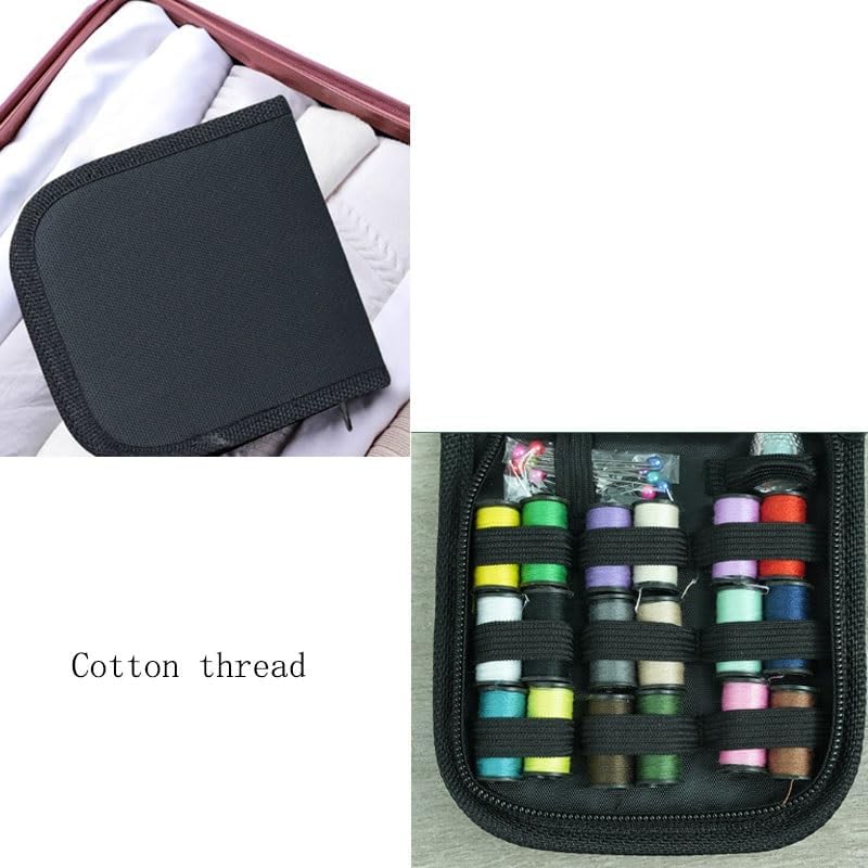 Black Sewing Kit Multi Functional Mending Set Fabric Tool Storage Box