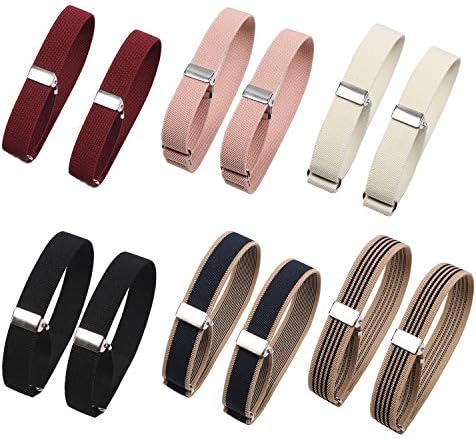 luzen 12Pcs/6 Pairs Unisex Elastic Adjustable Armbands Anti-Slip Shirt Garters Sleeve Holders Armbands Sport Armband Strap for Women and Men, 6 Colors