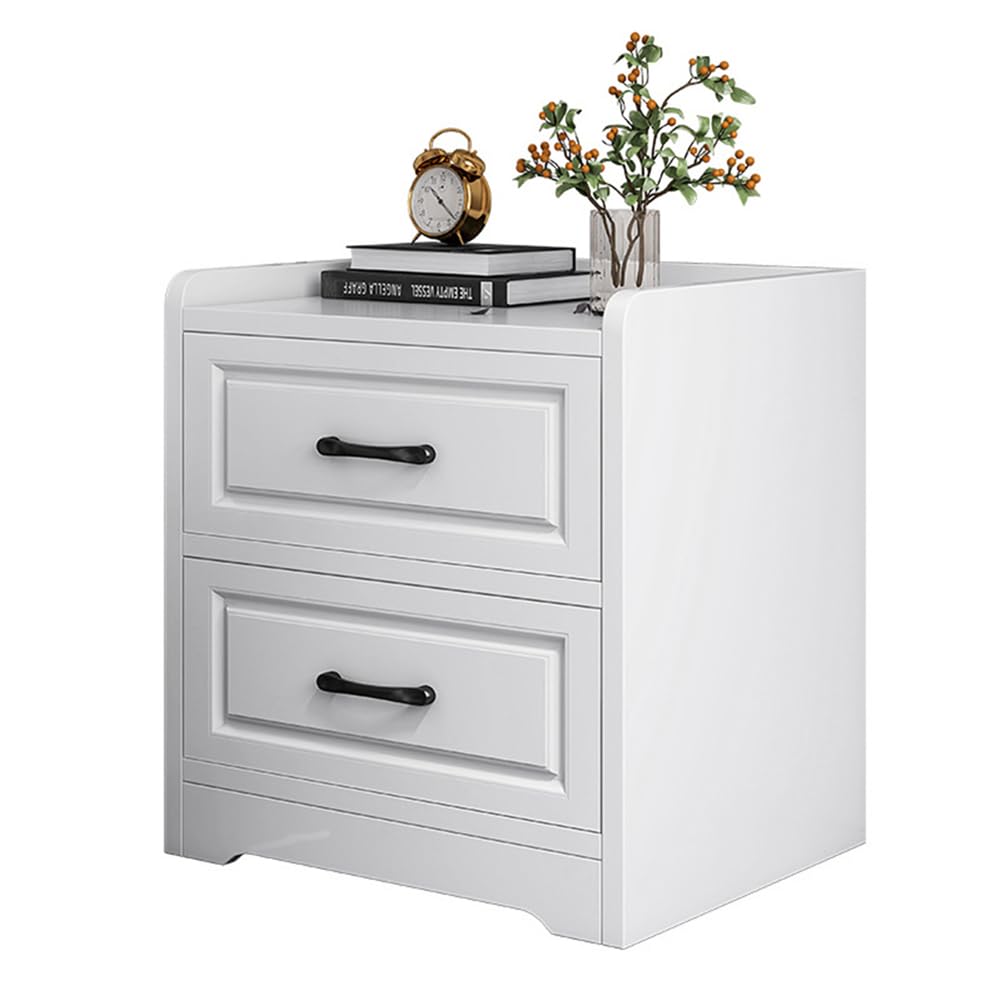 Warmiehomy Bedside Table Narrow Side Table with 2 Drawers 40x36x50cm,White