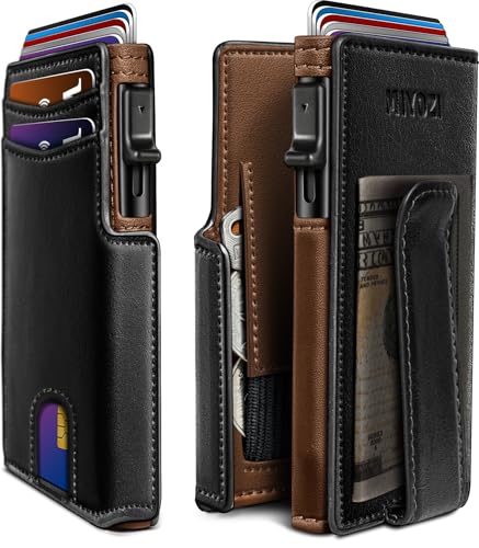 miyozi Men Wallet,with Money Clip Coins Pocket ID Window,Slim Front Pocket RFID Blocking Pop-up Card Holder 3.9