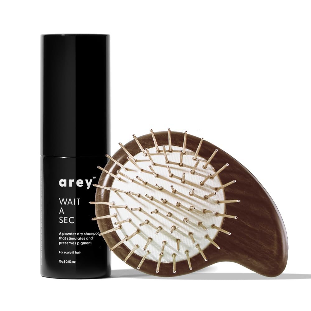 Arey Wait A Sec™ Dry Shampoo + Scalp Brush | Oil-Absorbing & Scalp Refresh Bundle | Adds Volume, Lifts Buildup & Refreshes Hair | Vegan