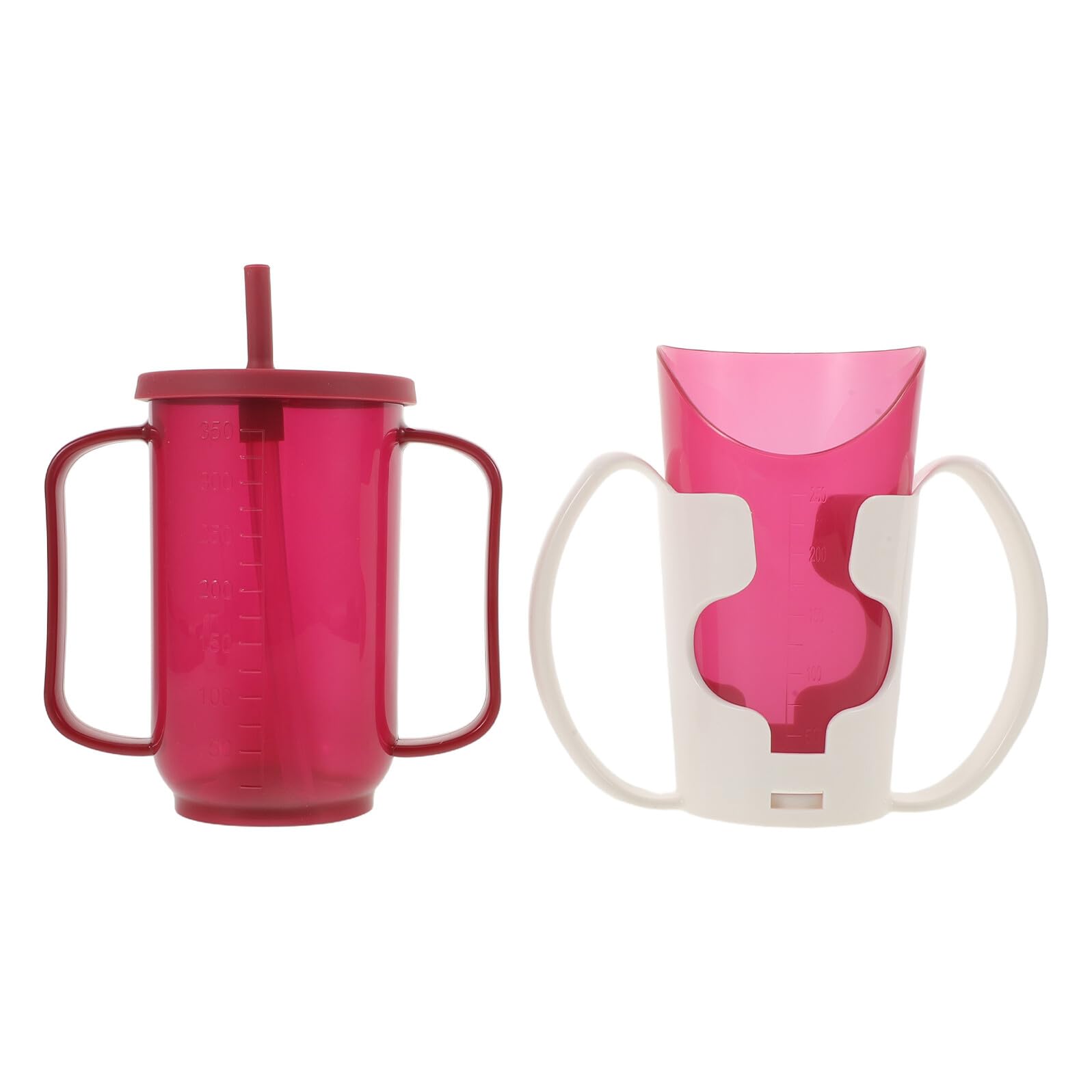 Hemobllo Tazza da Assistenza per Anziani 250ml Plastico 2 Pezzi | Beccuccio Inclinato, Presa Ergonomica, Pulizia Rapida, Uso Domestico e Ospedaliero, per Pazienti Disabili