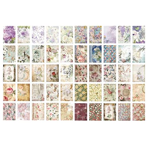100Sheets Vintage Scrapbooking Supplies, Journaling Material Paper,Scrapbook Paper,Decorative Craft Paper, For Junk Journal Diary Journal Embellishment Supplies Diy Craft (Flower) #TOP4