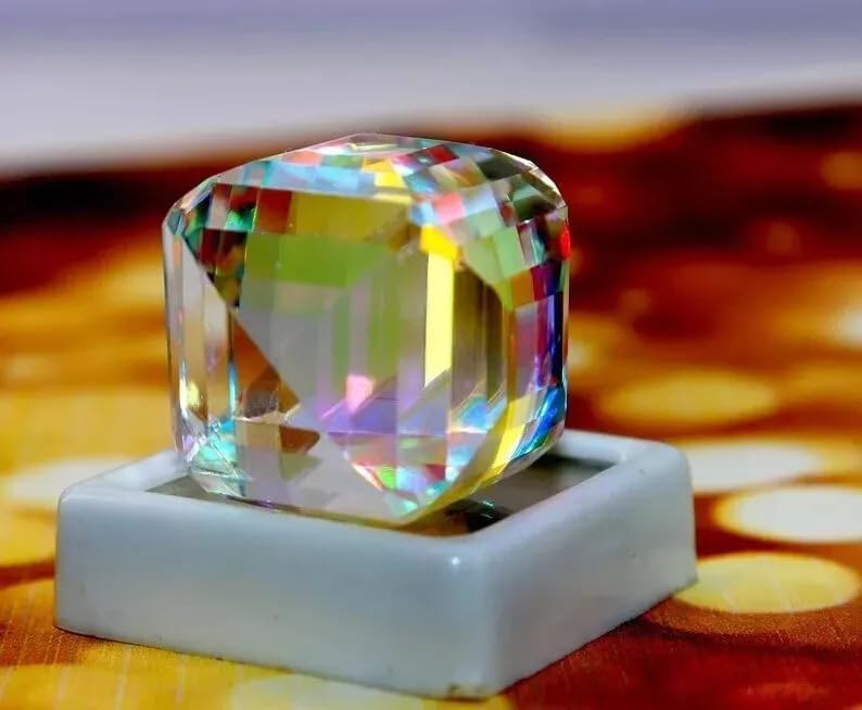 Multicolor Magical Rainbow Mystic Topaz Gemstone 50 Ct Excellent Cube Cut Gem